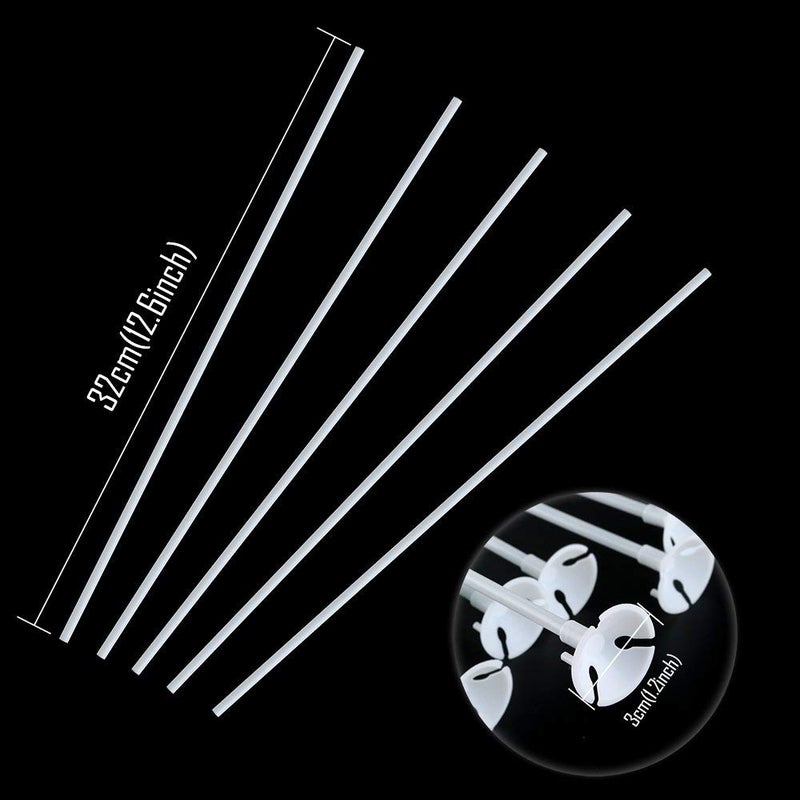 Pllieay 50 Pieces Plastic White Balloon Sticks with Cups for Party, Valentine's Day, Wedding, Anniversary Decoration - Image 3